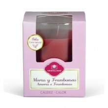 VELA DECORATIVA VASO MORA FRAMBUESA CRISTALINAS