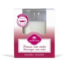 VELA DECORATIVO VASO FRESA CON NATA CRISTALINAS