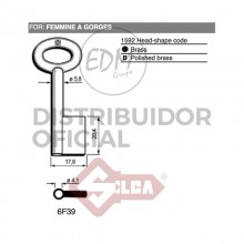 LLAVE DE GORJAS LATON BRILLANTE 6F39 MASCHI-FEMMINE