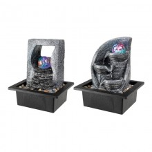FUENTE DE AGUA CON LED  RGB Y BOLA CRISTAL 17X20,5X25,5CM MODELOS SURTIDOS