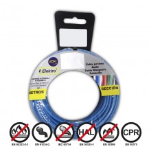 CARRETE CABLECILLO FLEXIBLE 2,5MM AZUL 20MTS LIBRE-HALOGENOS