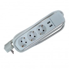 PROLONGADOR 3 TOMAS T/TL 1,5MTS 3X1,5 CON DOS TOMAS USB