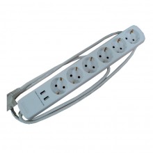 PROLONGADOR 6 TOMAS T/TL 1,5MTS 3X1,5 CON DOS TOMAS USB