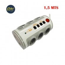 BASE MULTIPL. 6 TOMAS CON INT. T/TL 1,5MTS 3X1,5MM TOMA USB+TJ11+RJ45