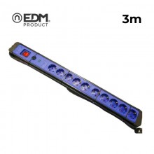 BASE MULTIPLE 10 TOMAS CON PROTECTOR+INTERRUPTOR 3 MTS.