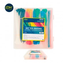 SET DE 510 BRIDAS COLORES VARIOS + BRIDAS DE VELCRO PRESENTACION EN CAJA