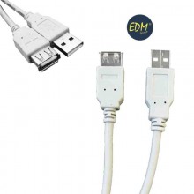CABLE USB TIPO A MACHO A CONEXION USB TIPO B HEMBRA 1,80M EDM