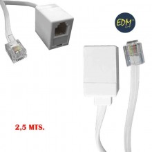 PROLONGACION TELEFONICA 2,5 MTS. 4 VIAS MACHO-HEMBRA EDM