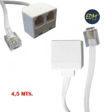 PROLONGACION TELEFONICA 4,5M 4 VIAS MACHO-2 HEMBRAS EDM