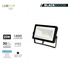 FOCO PROYECTOR LED 20W 6400K 1600 LUMENS "BLACK EDITION" LUMECO
