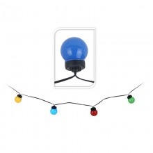 GUIRNALDA CON 20 BOMBILLAS ESFERICAS DE LED FIJA MULTICOLOR IP44 1250CM