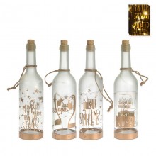BOTELLA DE CRISTAL DECORATIVA CON LED 30CM 3XAAA