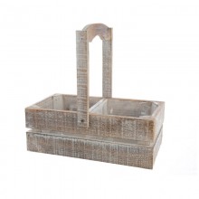MACETERO DOBLE DE MADERA DECORATIVO