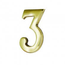 NUMERO 3 LATON PULIDO 10CM FIJACION INVISIBLE
