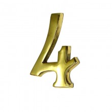 NUMERO 4 LATON PULIDO 10CM FIJACION INVISIBLE