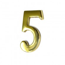 NUMERO 5 LATON PULIDO 10CM FIJACION INVISIBLE
