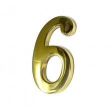 NUMERO 6 LATON PULIDO 10CM FIJACION INVISIBLE
