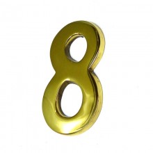 NUMERO 8 LATON PULIDO 10CM FIJACION INVISIBLE