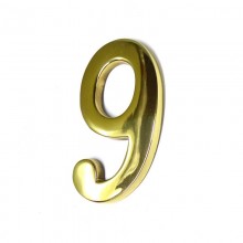 NUMERO 9 LATON PULIDO 10CM FIJACION INVISIBLE