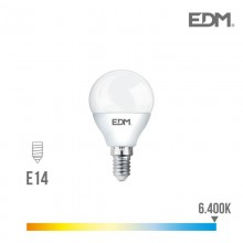 BOMBILLA ESFERICA LED E14 5W 400 LM 6400K LUZ FRIA EDM