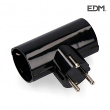 CLAVIJA DOBLE NEGRA BLISTER CON BAQUELITA T/TL 16A 250V EDM