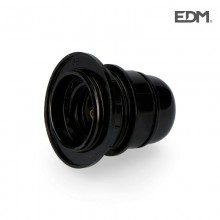 PORTALAMPARAS SEMIROSCADO E-27 + ARANDELA ENVASADO NEGRO EDM