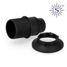 PORTALAMPARAS E-14 SEMIROSCADO + ARANDELA 44025 ENVASADO NEGRO