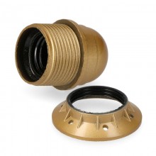 PORTALAMPARAS SEMIRROSCADO DORADO E-27+ ARANDELA ENVASADO