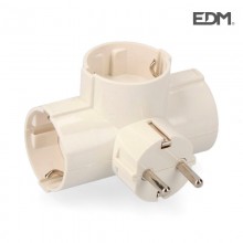 CLAVIJA TRIPLE 3 TOMAS SALIDAS LATERALES T/TL 16A 250V
